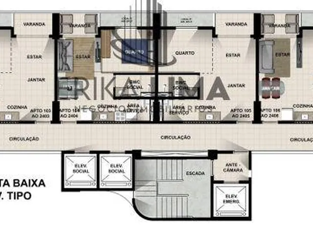 Imagem 3: Apartamentos, no centro da cidade, com 1 ou 2 quartos, sala, cozinha, área de serviço e