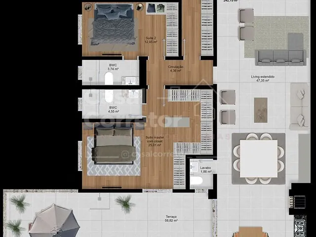 Imagem 7: APARTAMENTO DE ALTO PADRÃO DE 242,15m² COM TRÊS SUÍTES