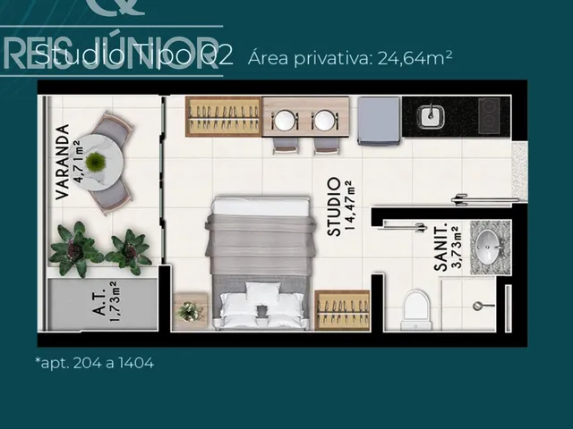 Imagem 5: Studio Vista Mar com estrutura de lazer e segurança