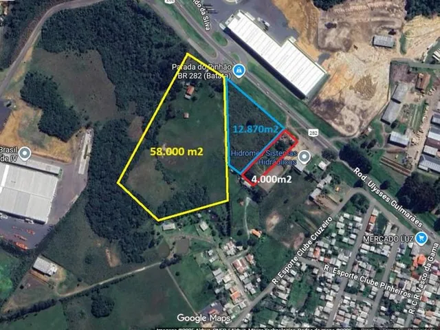 Imagem: O terreno possui 58.000m² de Área Privada e está