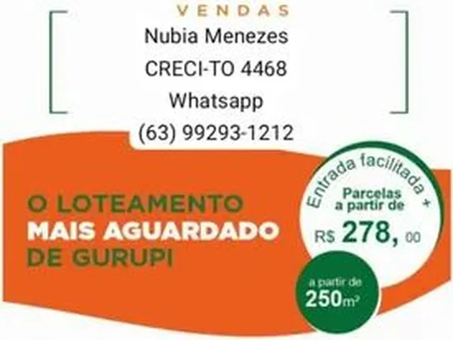 Imagem: Vendo Lotes Gurupi-To Parcelas R$ 278,00/Mês