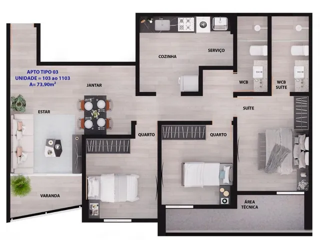 Imagem 7: Parus Residence Apartamento com 3 dormitórios