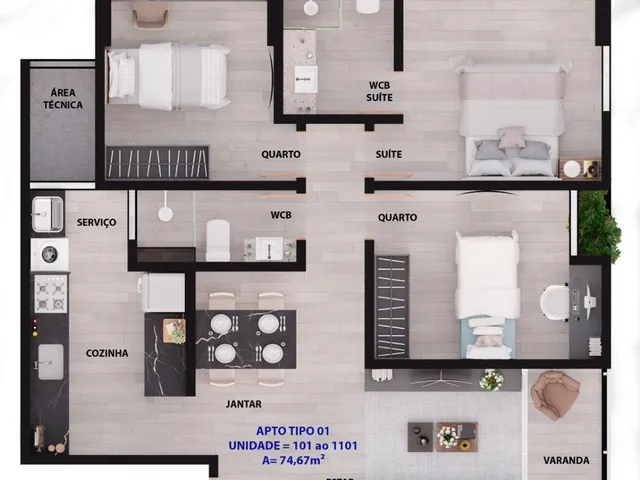 Imagem 9: Parus Residence Apartamento com 3 dormitórios