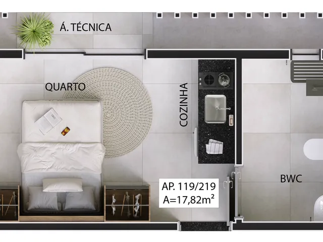 Imagem 7: Loop Apartamento com 1 dormitório