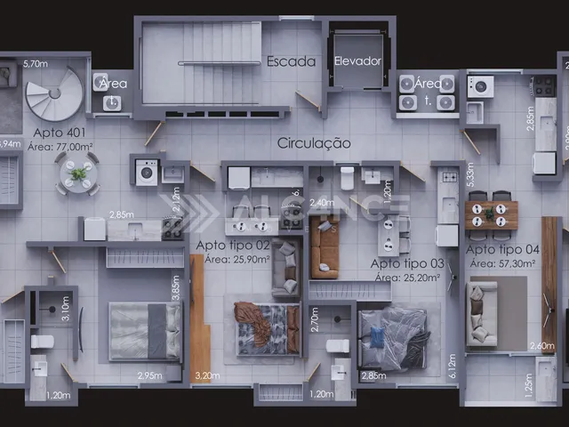 Imagem 12: Apto - 2 Quartos - 1 Suíte - 57,3 m² - Ponta de Campina, Cabedelo/PB