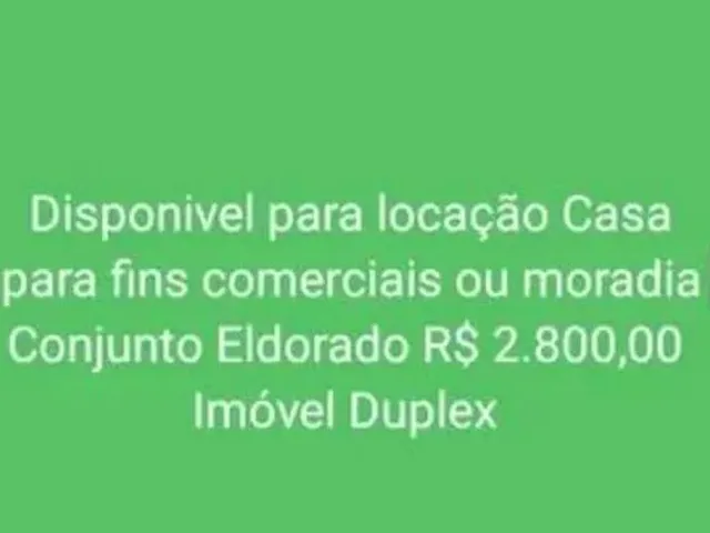 Imagem 1: Aluguel R$ 2.800 Casa Conjunto Eldorado Parque Dez para Fins Comerciais e Moradia
