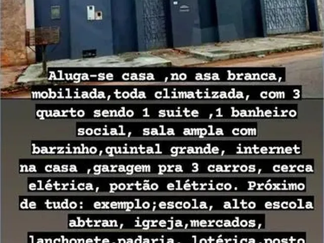 Imagem: Aluga-Se Casa Mobiliada no Asa Branca