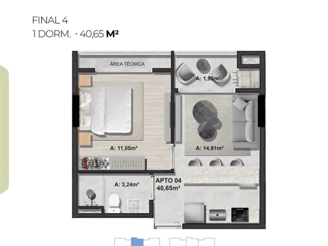 Imagem 11: Apartamento 1 Dormitório com Completíssima área de lazzer