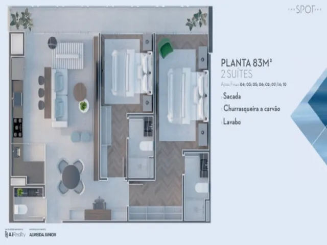 Imagem 3: 2 Suítes Altissimo Padrão de acabamento - Junto ao melhor Shopping de Santa Catarina