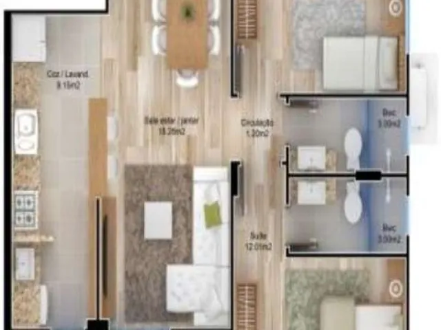 Imagem 15: Apartamento 2 Dormitorios novo pronto para morar com completo área de lazer no Bairro