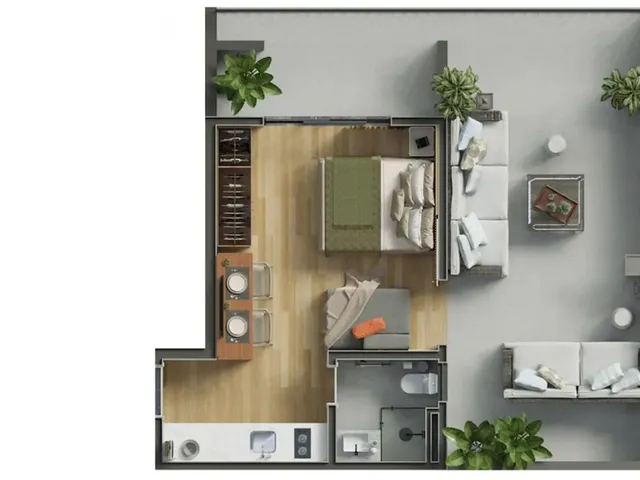 Imagem 4: Zurich - Studio à venda no Bacacheri –27m². Próximo à Base Aérea. Entrega 09/27