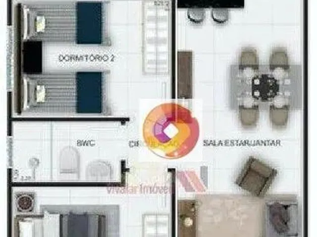 Imagem 3: Apartamento com 2 Quartos À Venda, 52 M² - Thomaz Coelho - Araucária/Pr