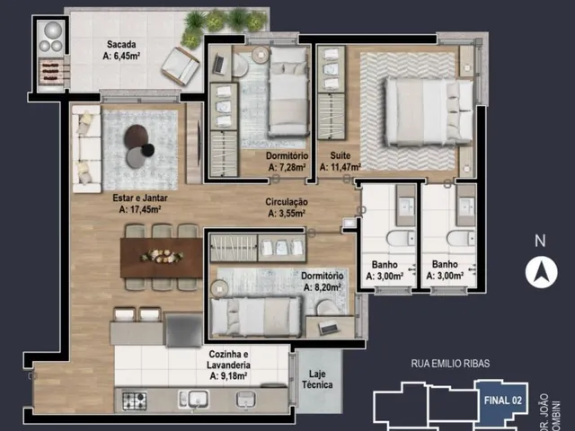 Imagem 3: Apto de 03 Quartos no Atmosfera Residence