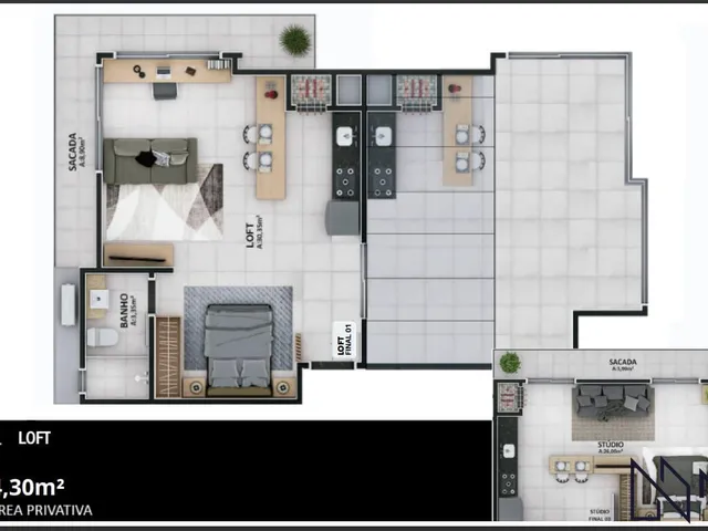 Imagem 2: Loft de 84m² no Leopard Residence – Amplo Espaço e Conforto em Santa Maria