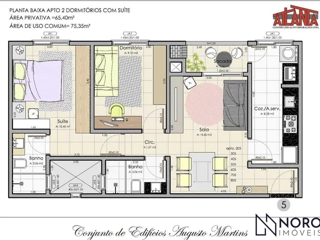 Imagem 2: Apartamento 2 Dormitórios com Suíte e Lazer Completo- Bairro Urlândia