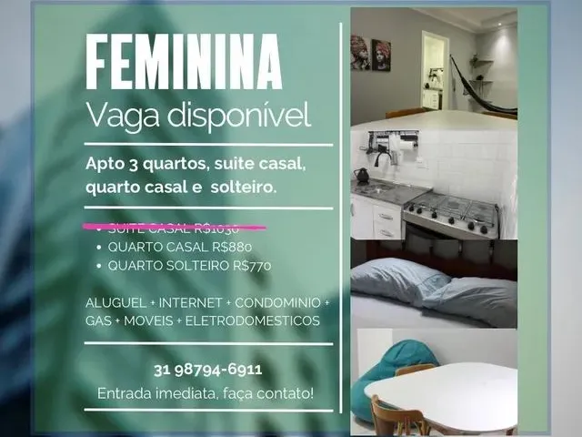 Imagem: Vaga Feminina - Quarto Tudo Incluso
