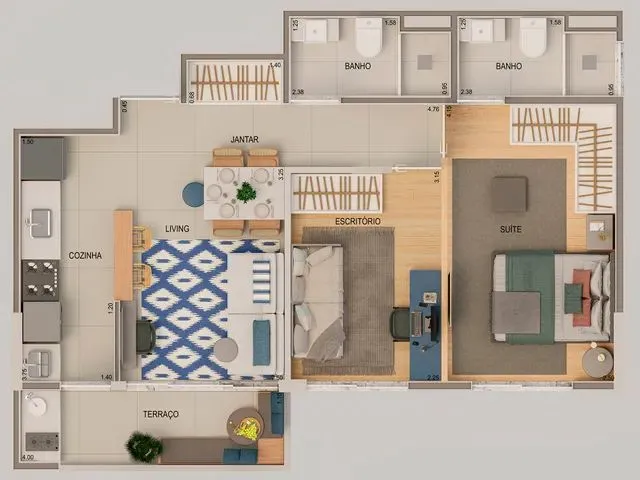 Imagem: Apartamento 52Metros no Bethaville