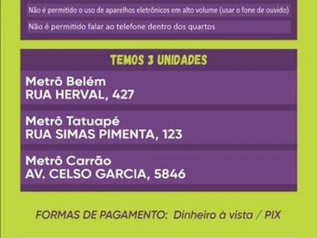 Imagem: Waka Pensão Metrô Carrão e Metrô Belém