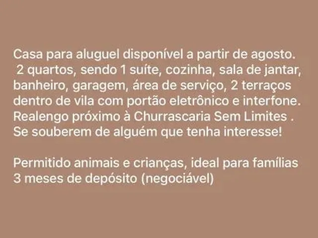 Imagem 1: Casa Grande para Aluguel