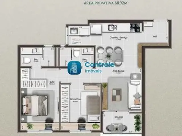 Imagem 14: Apartamento em Construção com 02 Dormitórios, Sendo 01 Suíte, Sacada e 01 Vaga No
