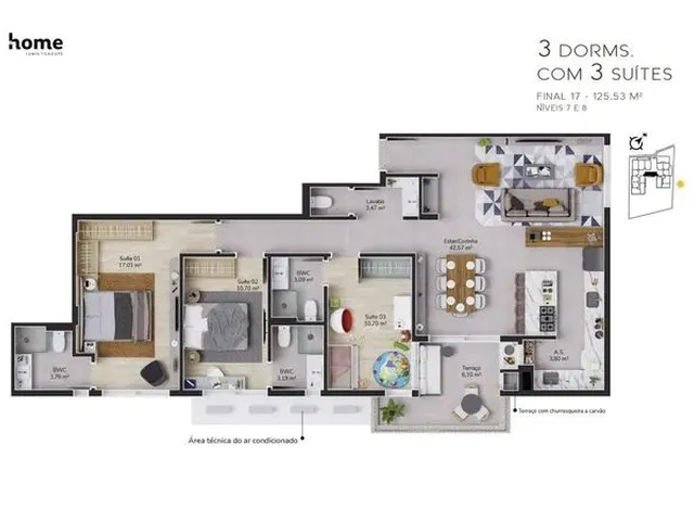 Imagem 15: Apartamento para Venda em Florianópolis, Cacupé, 3 Dormitórios, 3 Suítes, 4