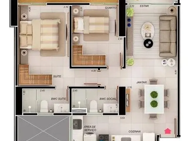 Imagem 3: Apartamento com 3 Quartos, Sendo 2 Suítes, para Alugar, 89 M² por R$ 3.000/Mês