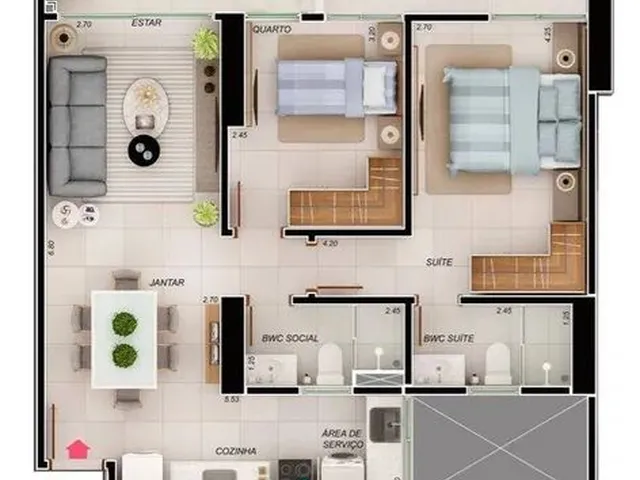 Imagem 4: Apartamento com 3 Quartos, Sendo 2 Suítes, para Alugar, 89 M² por R$ 3.000/Mês