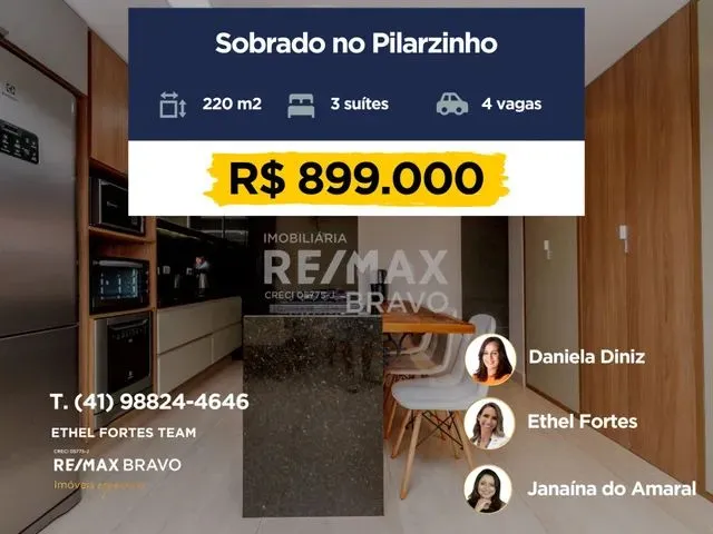 Imagem: Sobrado Quadriplex, 3 Suítes, Pilarzinho