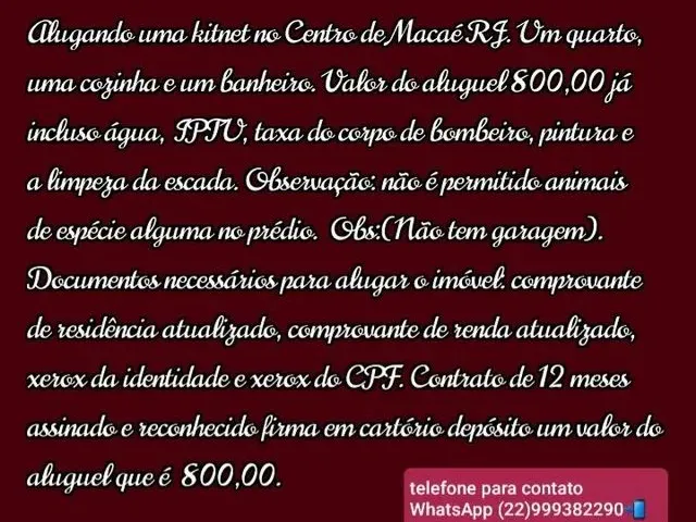 Imagem: Alugando Uma Kitnet no Centro de Macaé