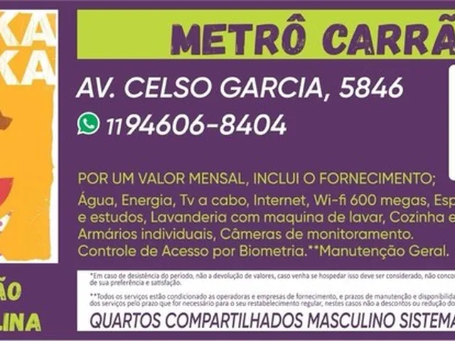 Imagem: Waka Pensão Masculina Metrô Carrão