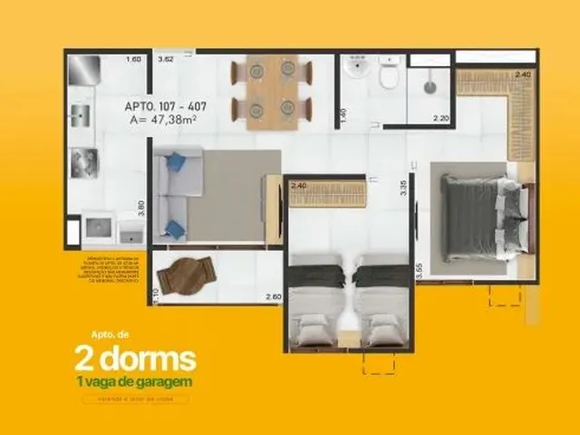 Imagem: Apartamento para Venda com 47 Metros Quadrados