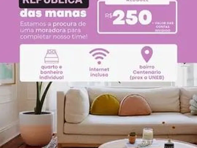 Imagem: Vaga em República Feminina. Quarto com