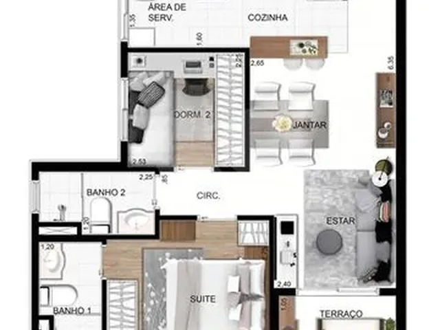 Imagem 2: Apartamento com 2 Dormitorios, Sala com Terraço, Agende Sua Visita. Pertinho do Lago Dos