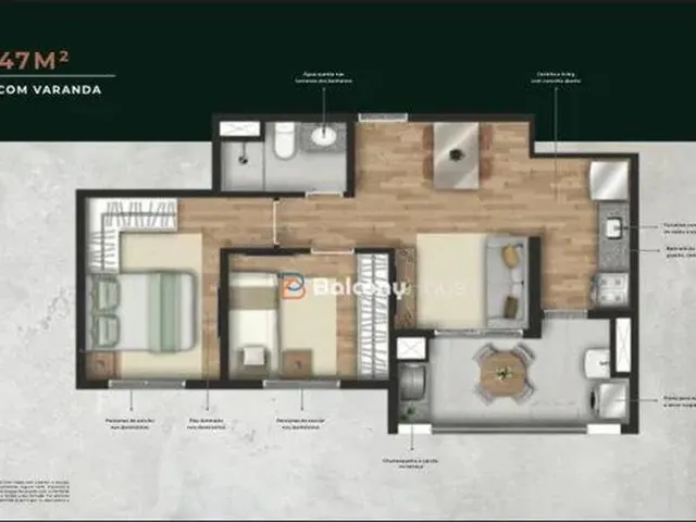 Imagem: Apartamento na Planta com 2 Dormitórios