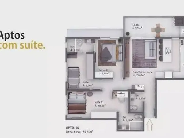Imagem 3: Lançamento - Biguaçu -3 Quartos com Suíte - Ap1248