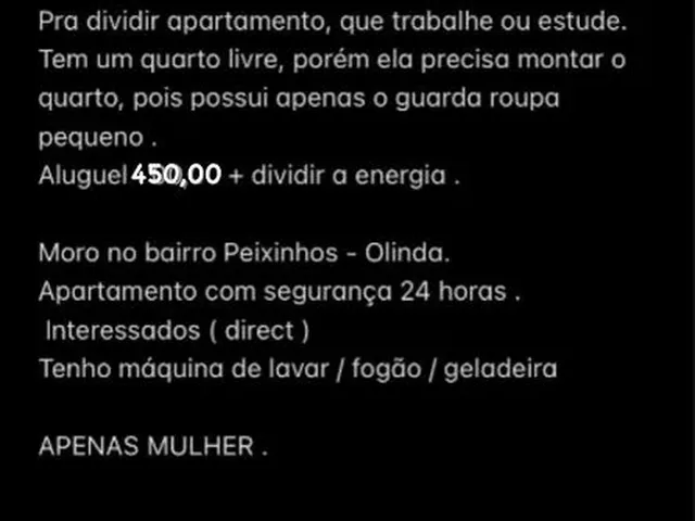 Imagem: Vaga para Dividir Apartamento