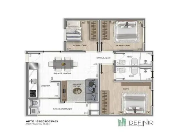 Imagem 6: Apartamento para Venda Tem 79 Metros Quadrados com 2 Quartos em Centro - Pinhais - Pr