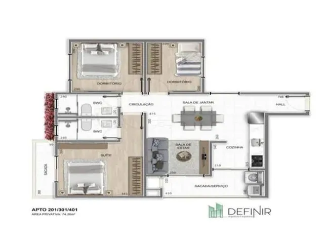 Imagem 4: Apartamento para Venda Tem 79 Metros Quadrados com 2 Quartos em Centro - Pinhais - Pr