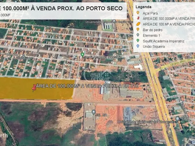 Imagem: Área de 100.000m² próximo a BR 010