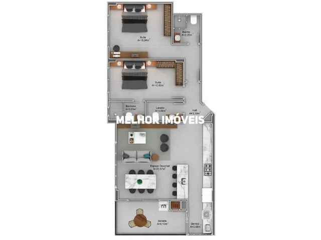 Imagem 14: Apartamento na Planta à Venda com 03 suítes, Sacada com Churrasqueira, Localizado no