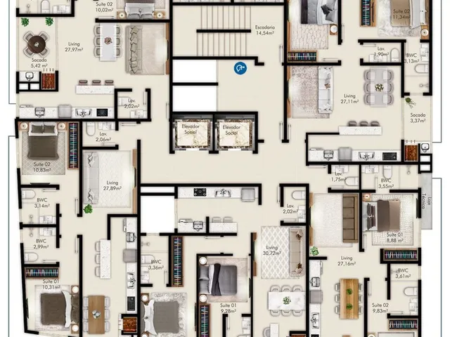 Imagem 3: Apartamento Padrão, 2 Dormitórios na Rua 898