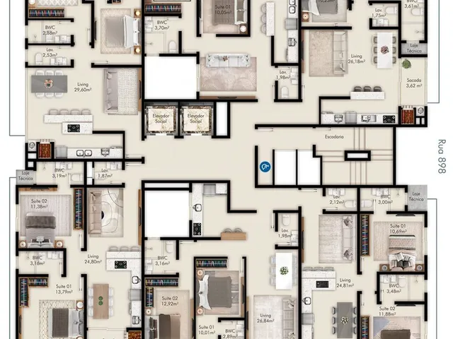 Imagem 4: Apartamento Padrão, 2 Dormitórios na Rua 898