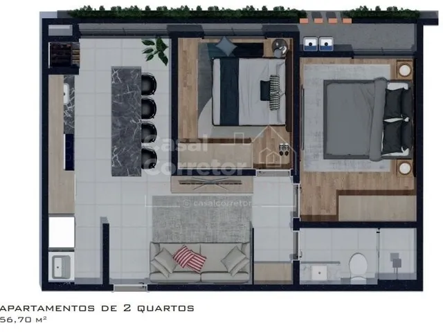 Imagem 5: INCRÍVEL APARTAMENO DE 2 DORMITÓRIOS SENDO 1 SUÍTE