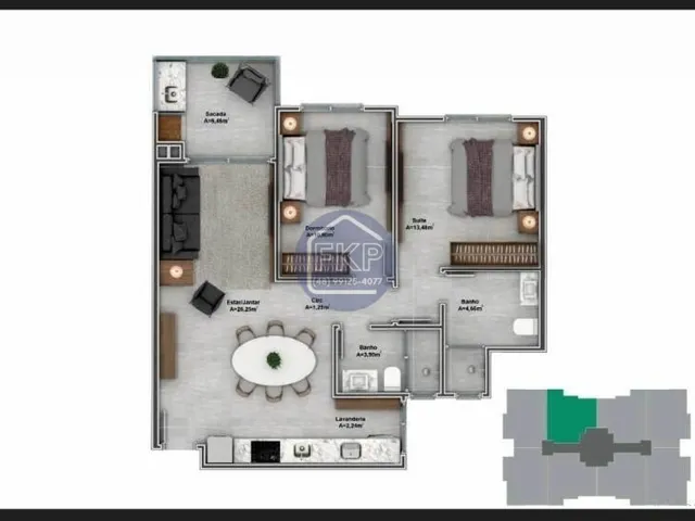 Imagem 3: Apartamento 2 Dormitórios a Venda Cachoeira do Bom Jesus - Florianópolis - Sc
