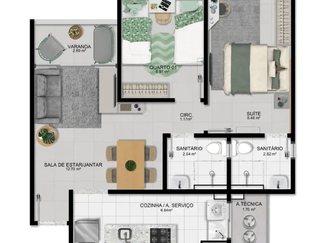 Imagem 12: Apartamento à venda em Salvador-BA, Novo Horizonte: 2 quartos, 1 suíte, 1 sala, 1