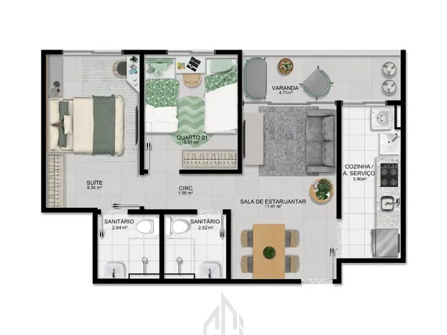 Imagem 8: Apartamento à venda em Salvador-BA, Novo Horizonte: 2 quartos, 1 suíte, 1 sala, 1