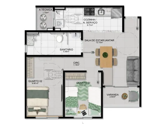 Imagem 5: Apartamento à venda em Salvador-BA, Novo Horizonte: 2 quartos, 1 suíte, 1 sala, 1