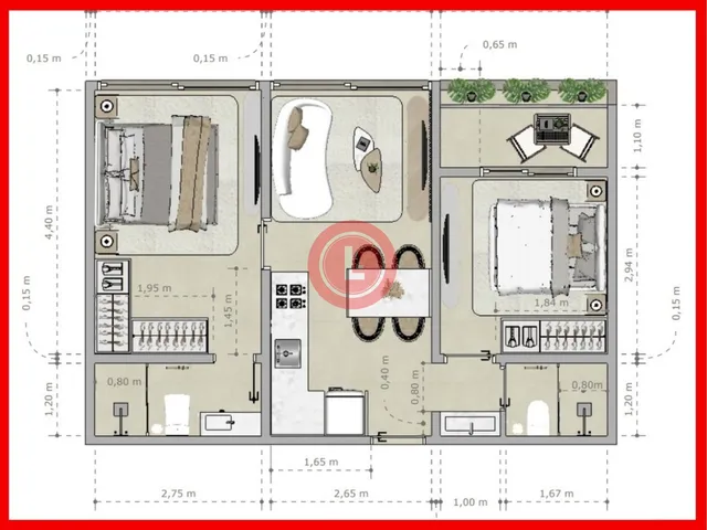 Imagem 9: Lançamento - Apartamento de 48 m2 e 2 quartos para venda no Centro de Imbituba/SC