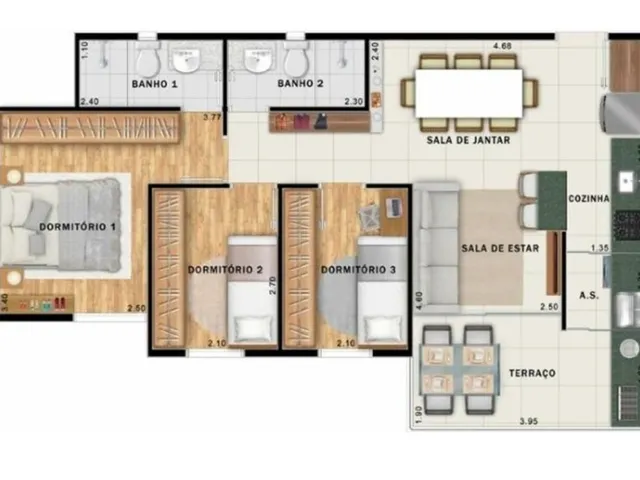 Imagem 4: Apartamento à venda em Santo André-SP, Vila Assunção: 3 quartos, 1 suíte, 2