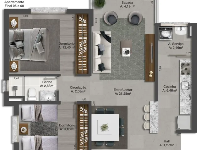 Imagem 2: MontBlanc Apartamento com 3 dormitórios